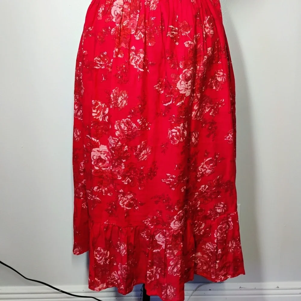 April Cornell Francesca Dress Red Womens Lg‎ Ruffle Romantic Floral Cottagecore - Picture 7 of 14
